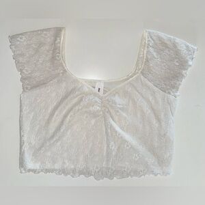 Abound White Lace Flutter Sleeve Crop Top - Size XL